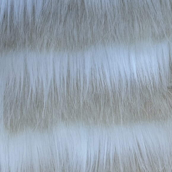 FOREVER 21 Womens Ivory Beige Stripe Faux Fur Sleeveless Vest Large Mid Length - Picture 13 of 14